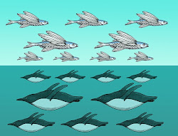 bird fish swimming flying