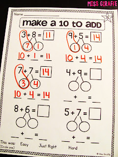 Making a 10 to add worksheets and activities and ideas that make this difficult standard actually fun!