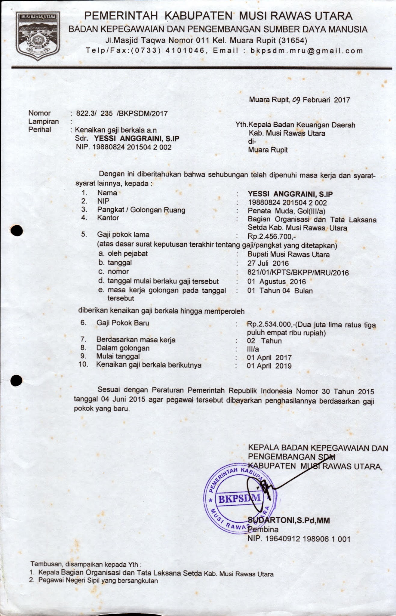 Contoh Sk Kenaikan Gaji Berkala Pns Yessi Id