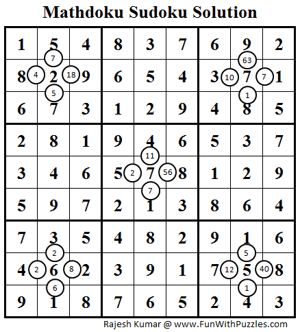 Mathdoku Sudoku (Daily Sudoku League #84) Solution