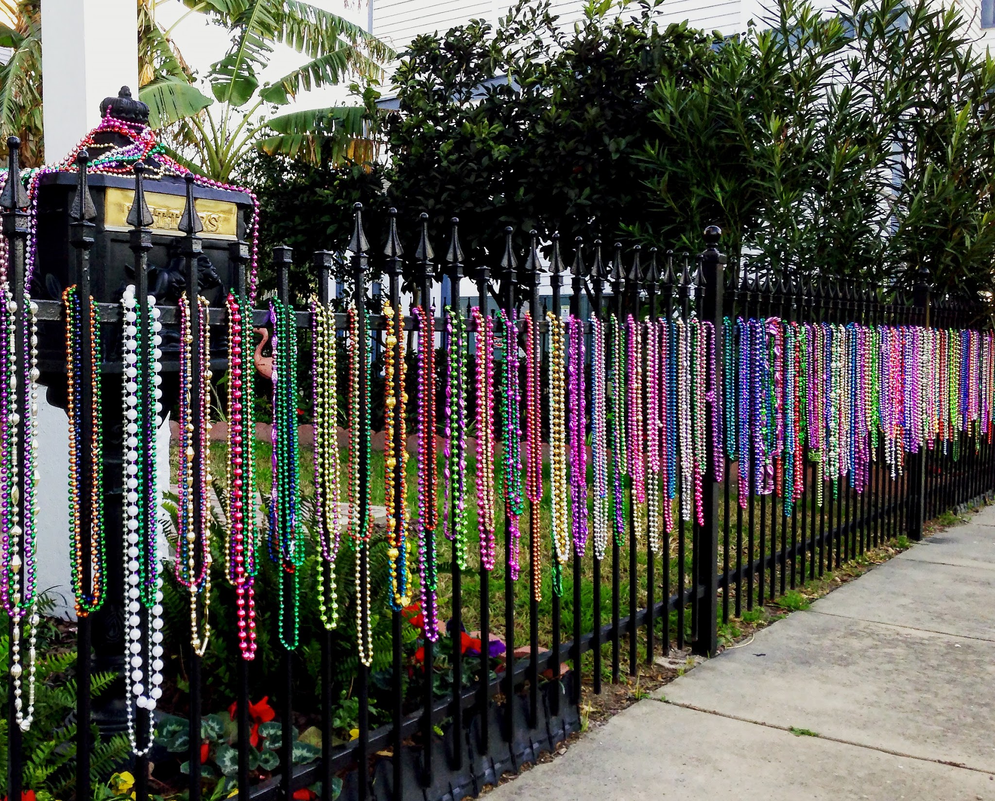 Mardi Gras Beaded Fence in Galveston