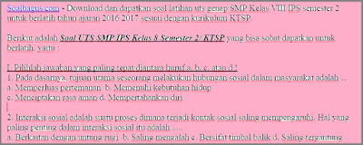 Download soal latihn uts ips smp kelas 8 semester 2/ genap terbaru tahun 2017