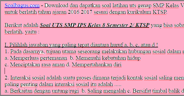 Soal Uts Smp Ips Kelas 8 Semester 2 Ktsp Th 2016 2017 Soalbagus Com