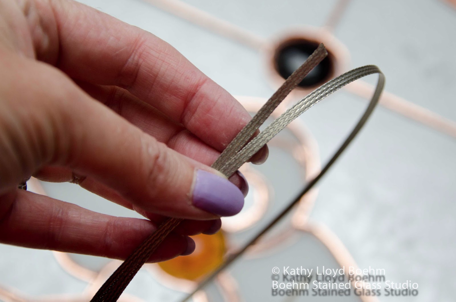 Boehm Stained Glass Blog Oval window with Bevels and Gems Copper Foiling