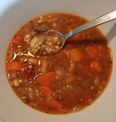 Feed 8 hungry people with one pound if ground beef, make Pasta Fagioli