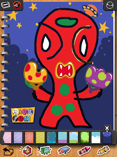 iLuv Drawing Monsters iPad App - select backgrounds & stickers iLuv Drawing Monsters iPad App