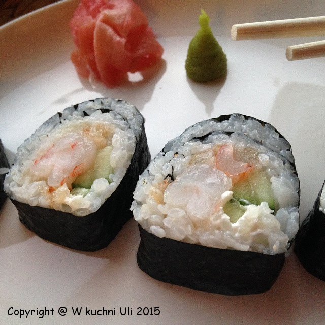. Sushi z krewetkami.
