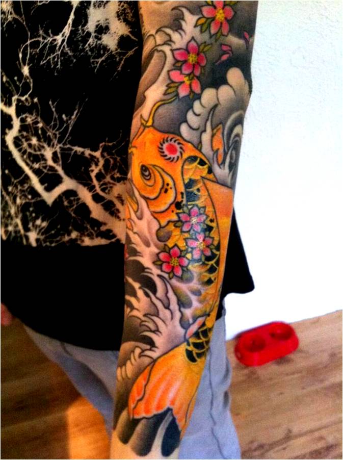 koi fish tattoo sleeve design
