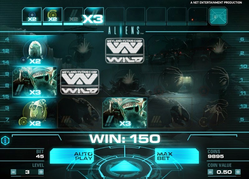 Aliens Video Slot Screen