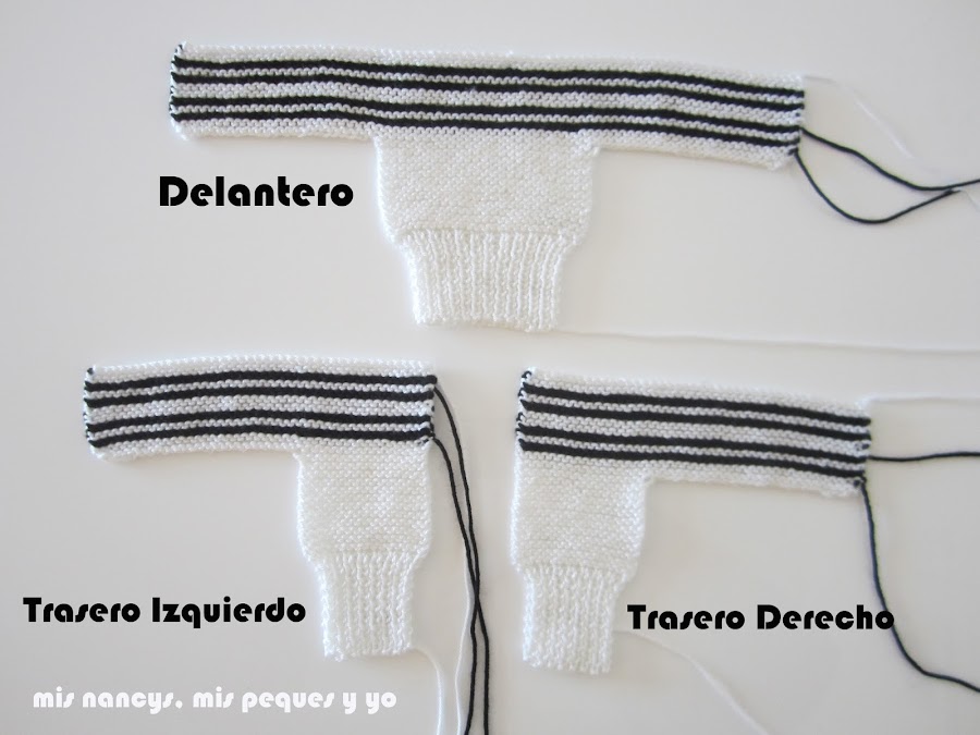 mis nancys, mis peques y yo, tutorial jersey de lana para Nancy, parte delantera, trasero izquierdo y trasero derecho