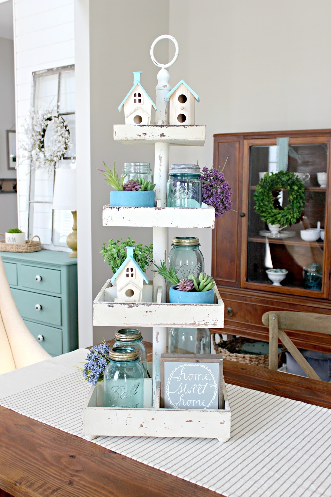 Easy Spring Decorating Idea Tiered Tray Decor Delightfully Noted