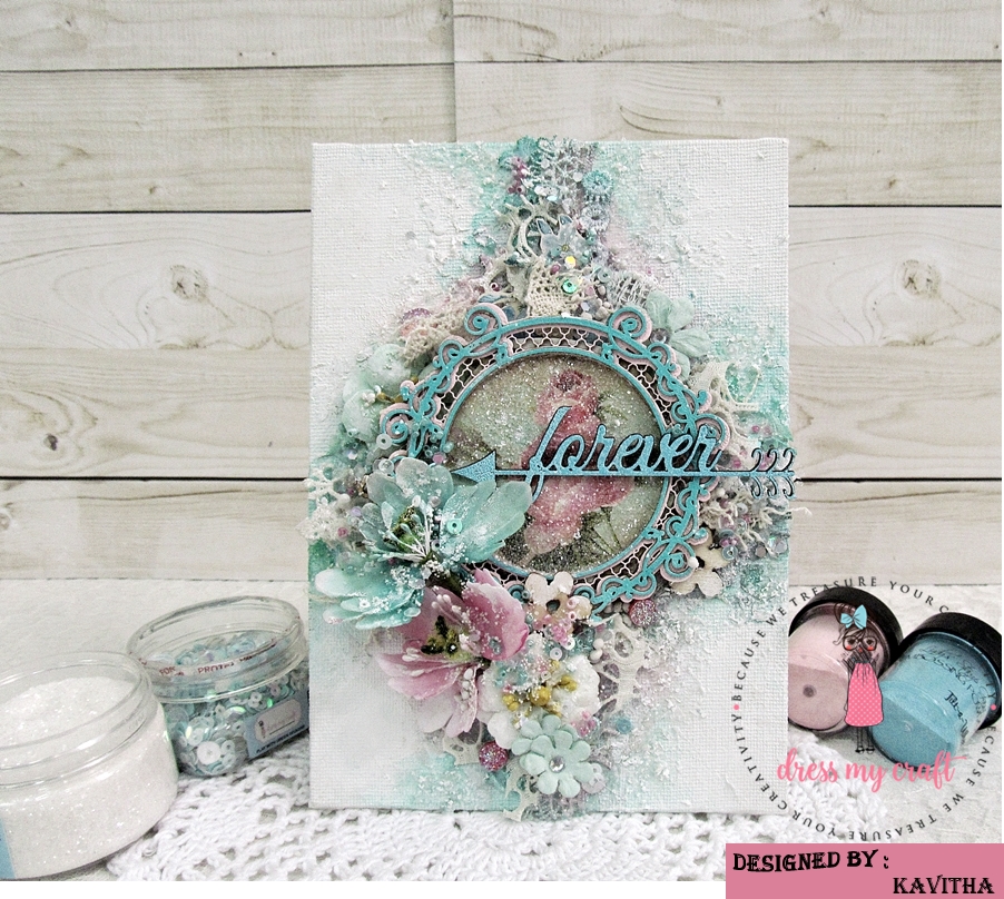 Dress My Craft Mixed media canvas using Sparkling dust