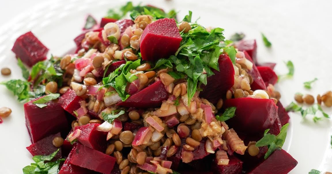 Beets and lentils salad with Dijonmaple dressing
