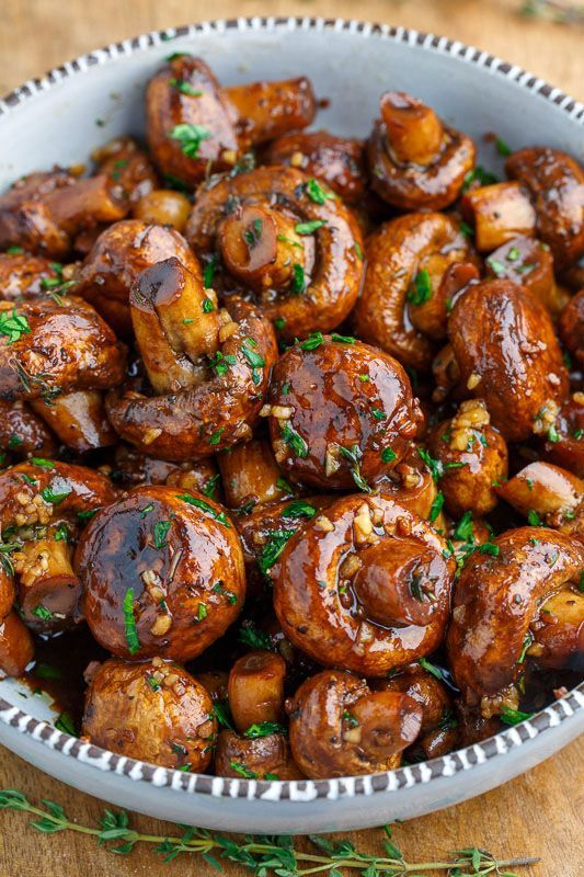 Balsamic Soy Roasted Garlic Mushrooms - Authentic Chinese Food Recipes