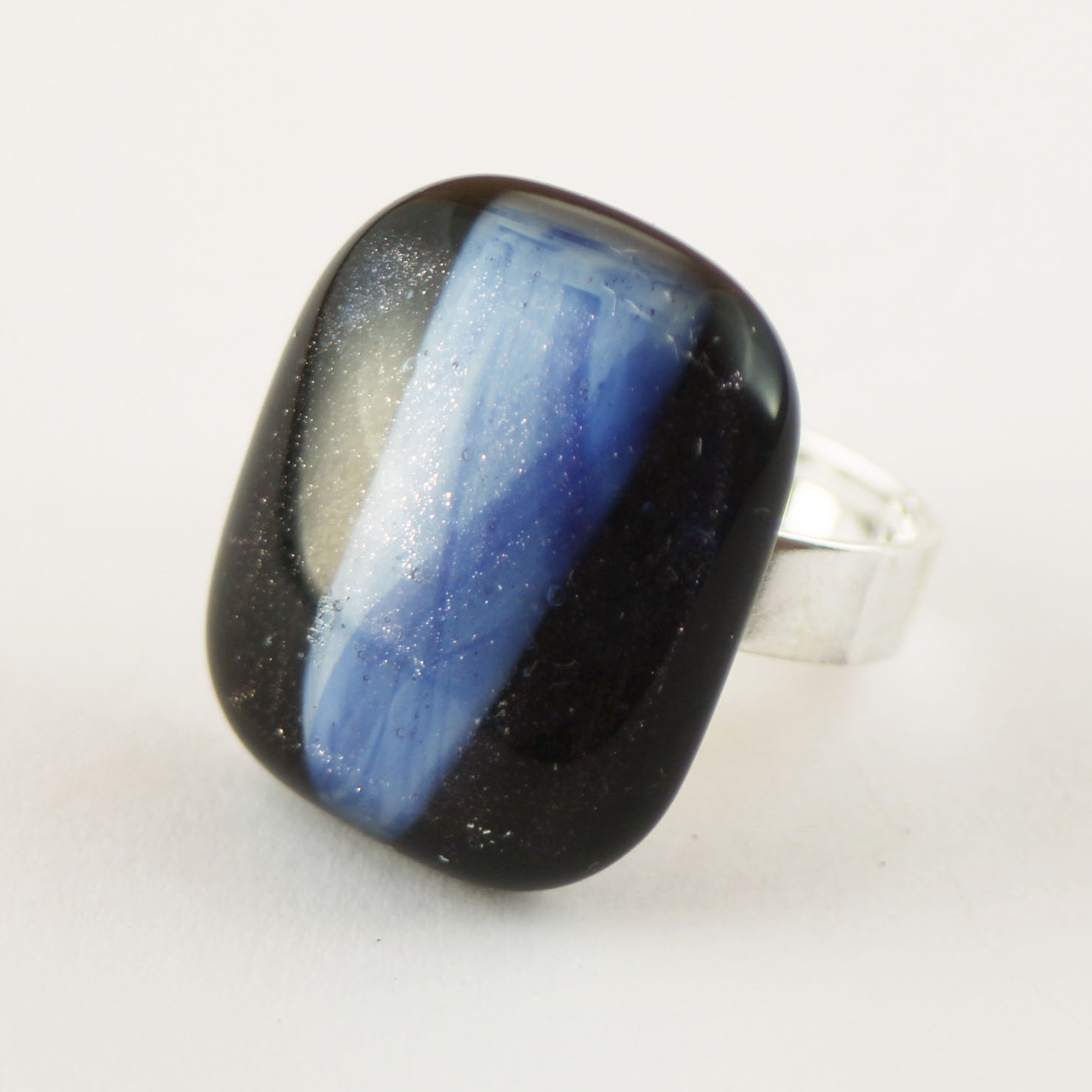 ANILLO BVLG Cuadrado Mediano Aguamarina De Plata Y Oro
