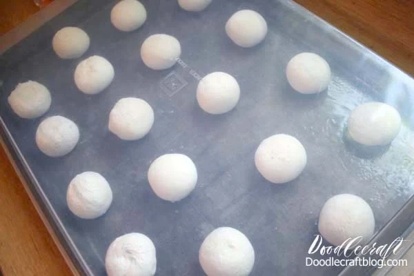 Rhodes Bread dough yeast dinner rolls thawing on baking sheet