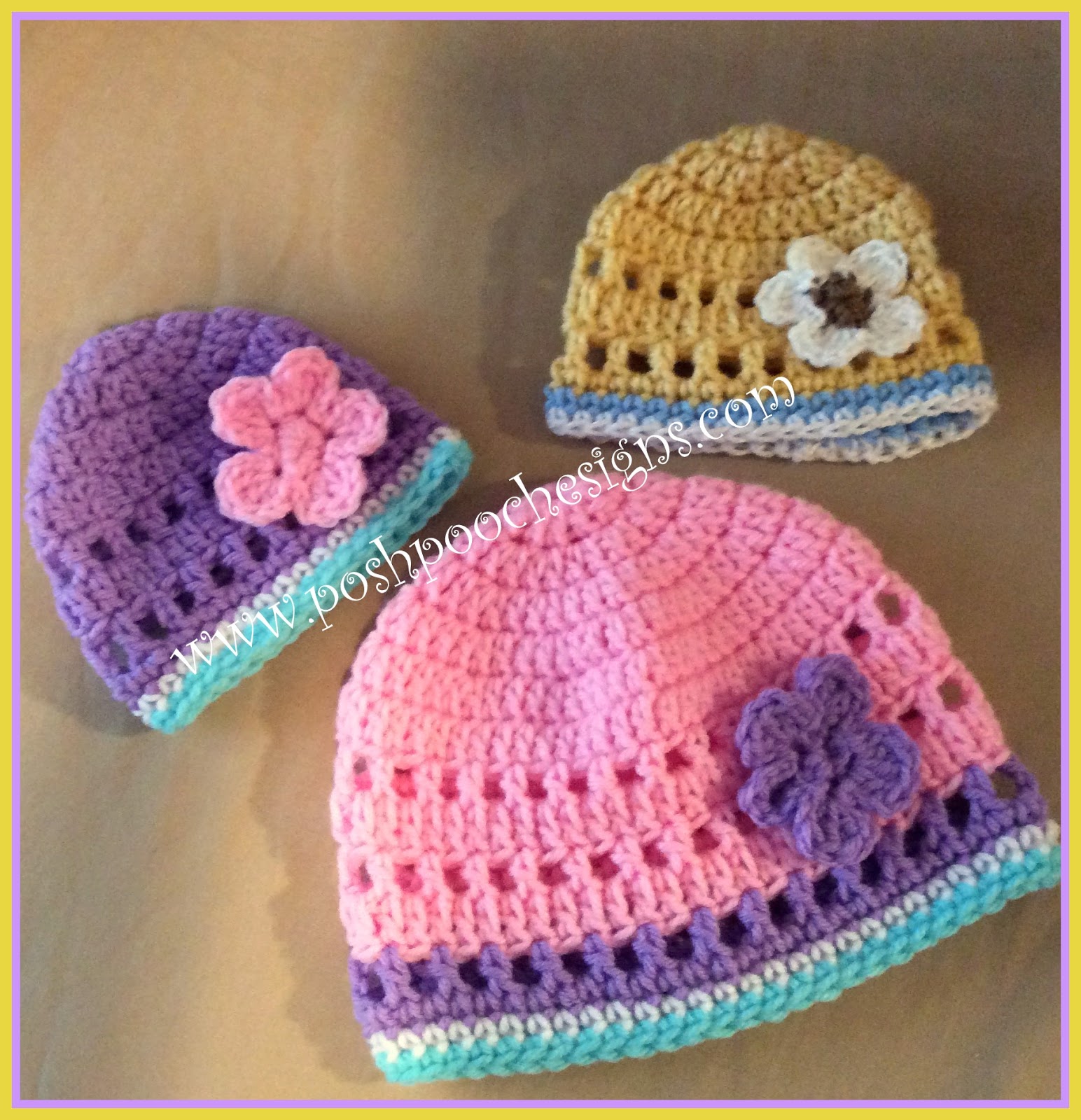 Posh Pooch Designs : Dolly and Me Spring Beanies Crochet Pattern | Posh ...