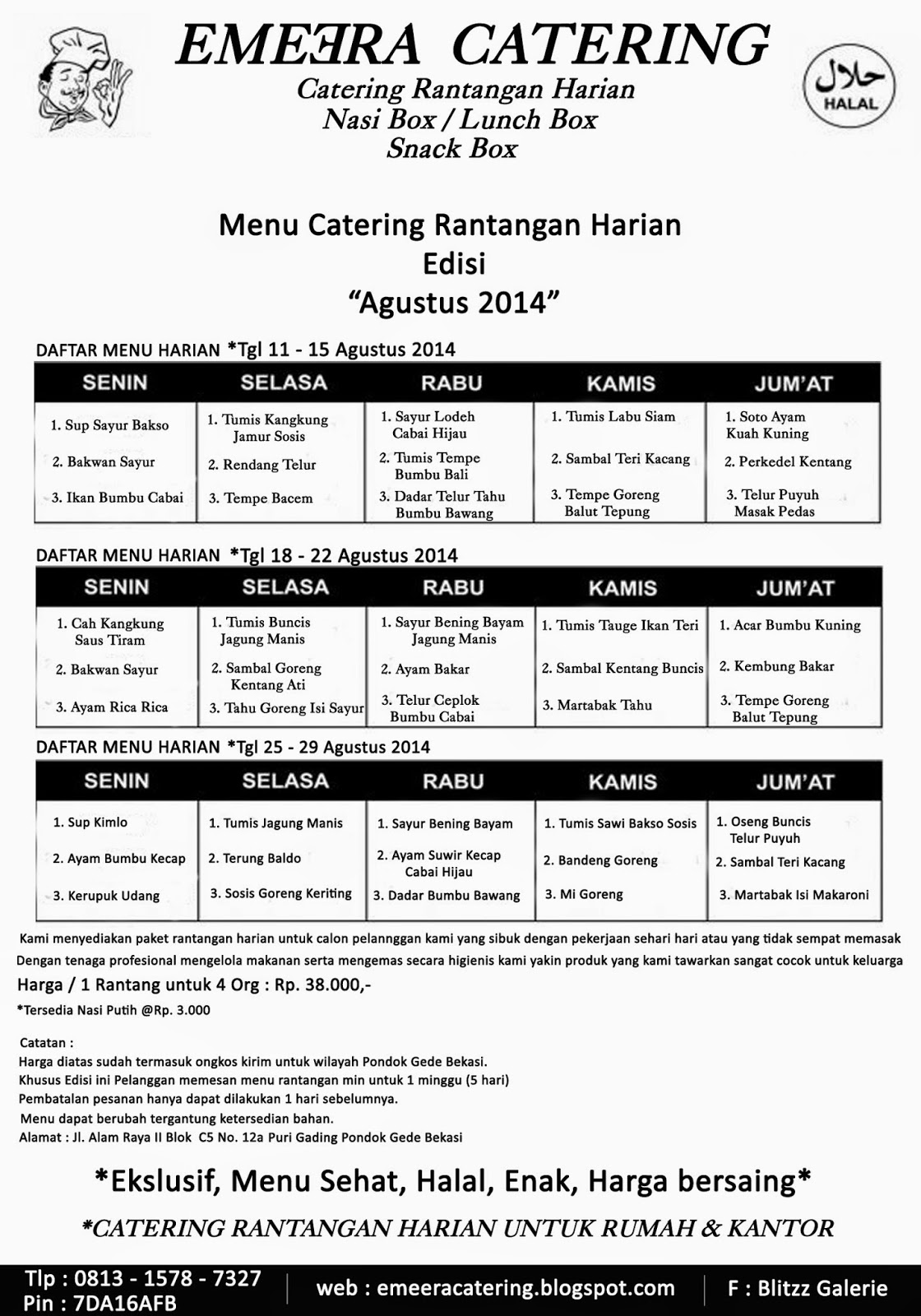 Emeera Catering Menu Catering Rantangan Harian Edisi
