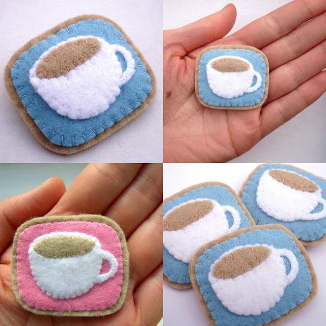 felt teacup brooch PDF sewing pattern