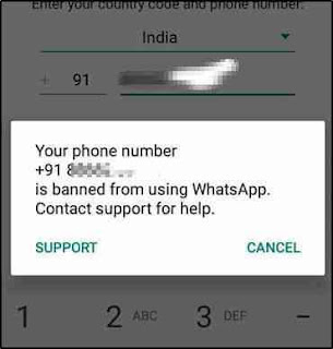 Your number is banned from Using Whatsapp contact support team