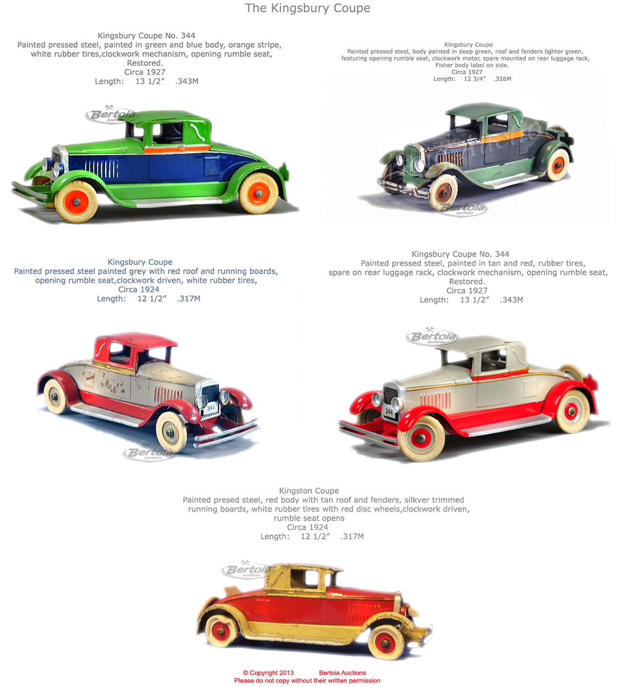 Old Antique Toys Kingsbury Cars with Lots of Colour