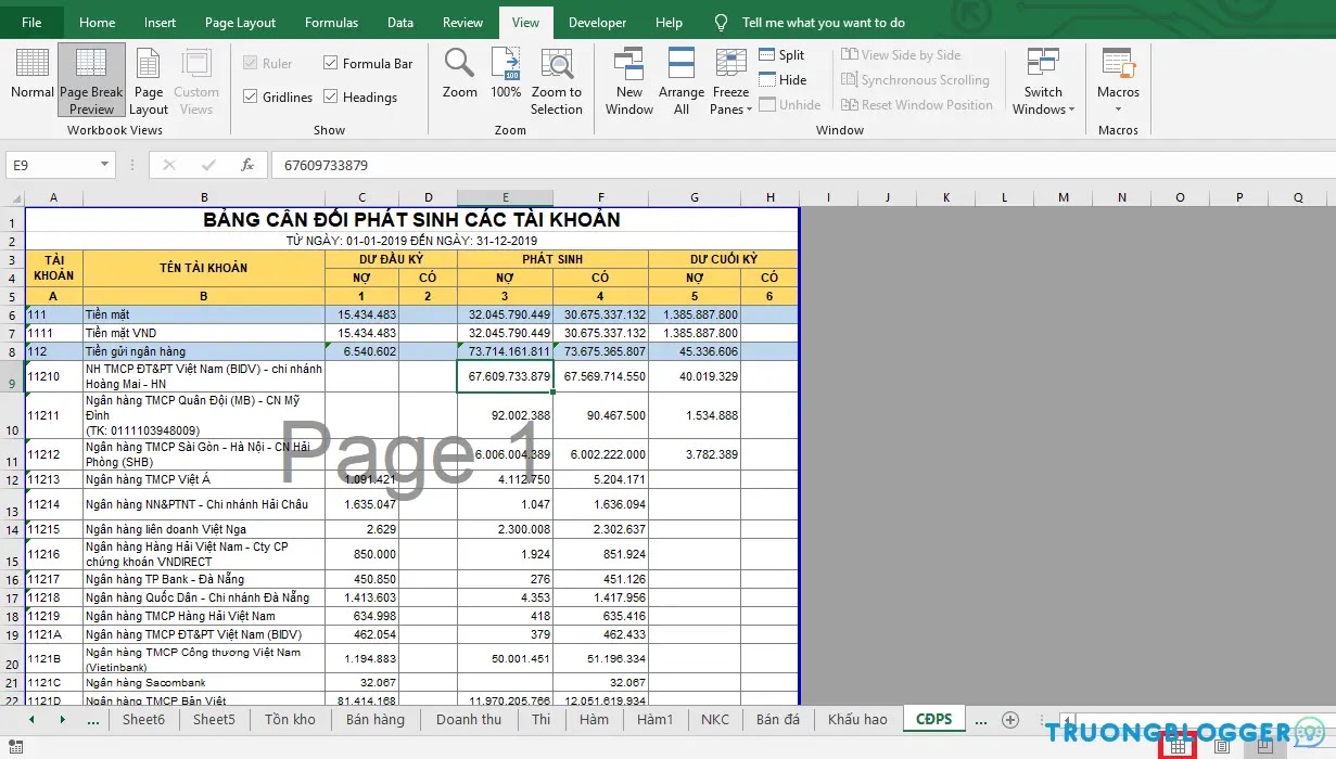 Hướng dẫn xóa bỏ chữ Page chìm trong file Excel