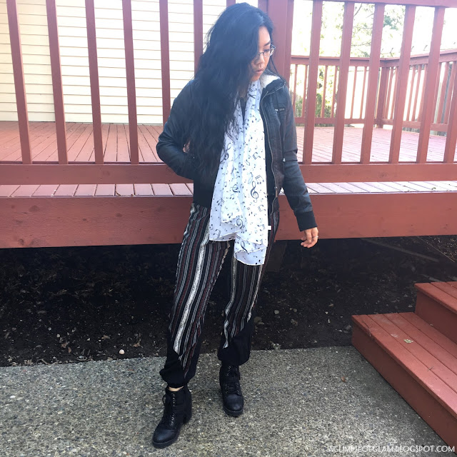 Black Striped Pants Gamiss review - Andrea Tiffany A Glimpse of Glam