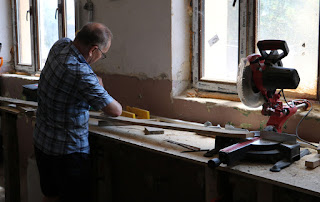 Dad making a start cutting the spud tower planks Dad making a start cutting the spud tower planks