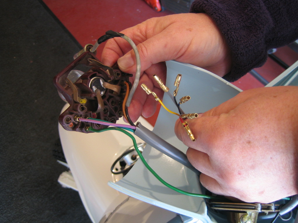 Lambretta Restoration: Adding lights switch, headset ... wiring a two way switch diagram 