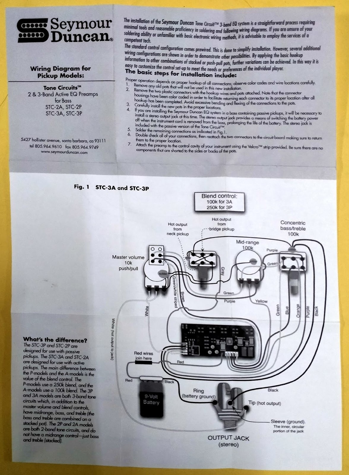 CA Guitar Repair Blog: Seymour Duncan STC-3P Bass Preamp - Part One