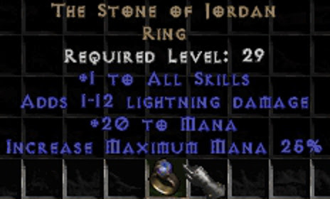 Lilura1: THE STONE OF JORDAN ring SoJ, skills 1, increase maximum mana 25, Diablo 2 Resurrected