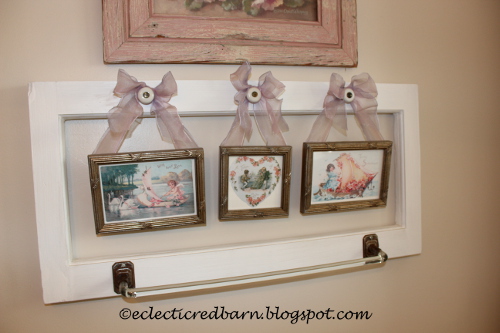 Eclectic Red Barn: Old window  as towel rack