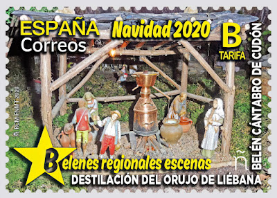Filatelia Navidad 2020 - Belenes regionales - Belén cántabro de Cudón - Sello