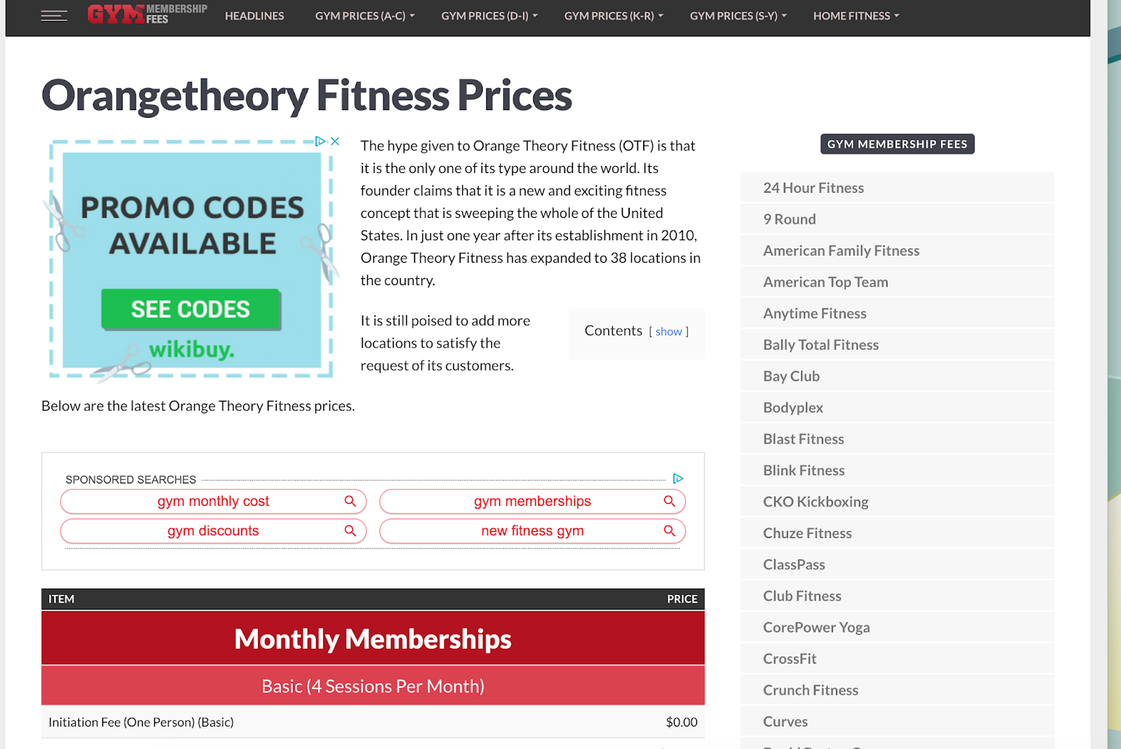 Orangetheory Fitness Prices