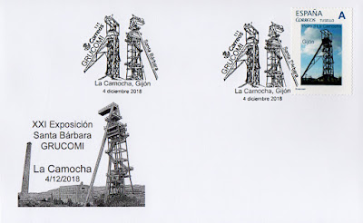 Filatelia, mina, matasellos, sobre, sello, La Camocha