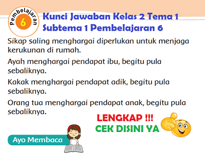 Kunci Jawaban Kelas 2 Tema 1 Subtema 1 Pembelajaran 6 www.simplenews.me