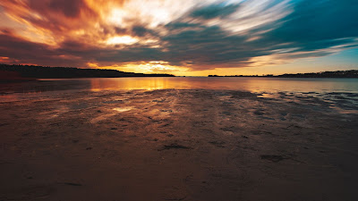 Sunset Lake Twilight Wallpaper Background