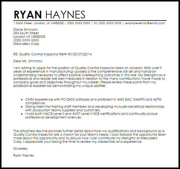 Home Inspector Cover Letter Resume Letter