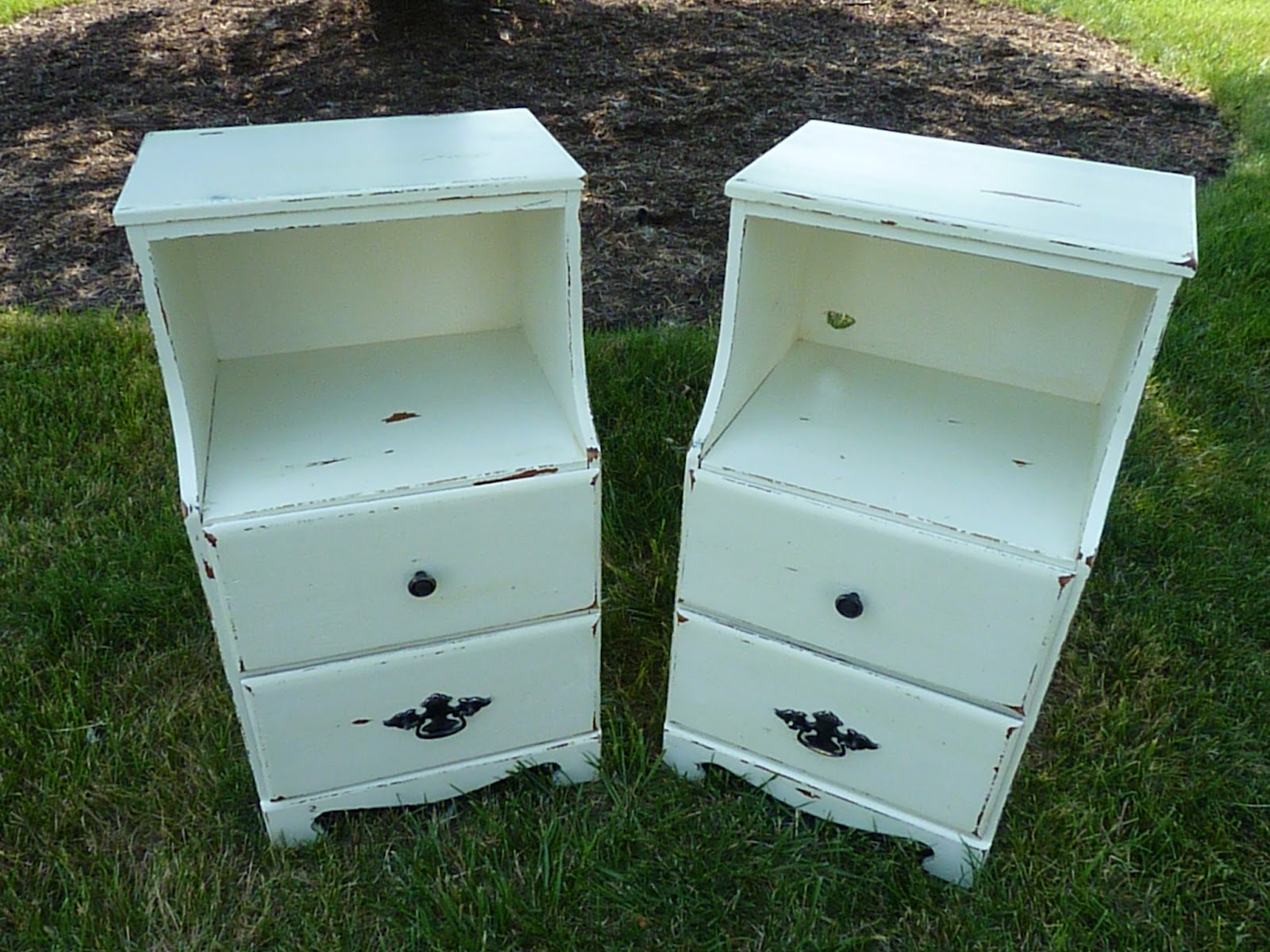 Lila's Pockets Antique White Nightstands