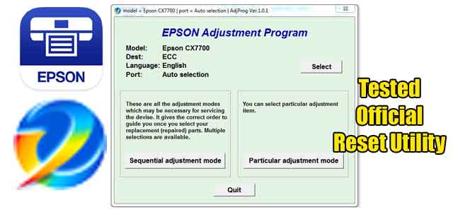 Epson Stylus CX7700 Adjustment program (Reset Utility)