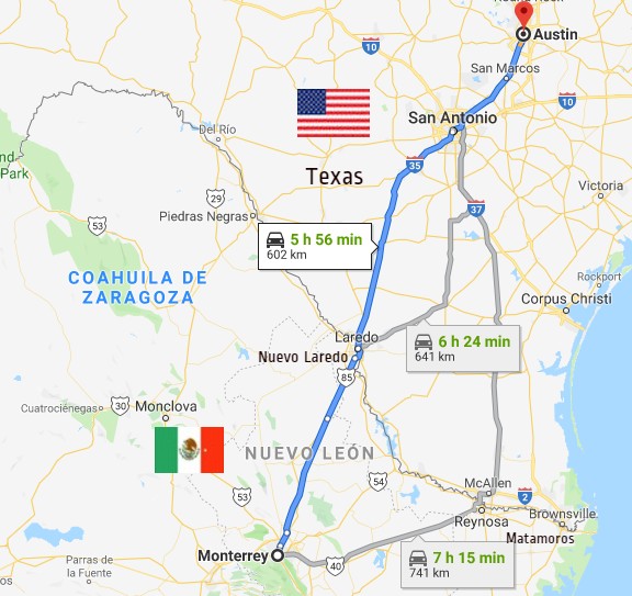 Ruta De Monterrey a Austin (actualizado