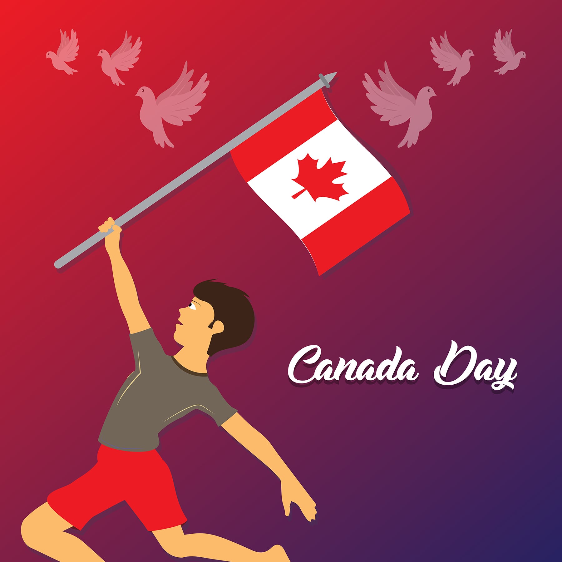 Happy Canada day holiday vector free graphics tempate