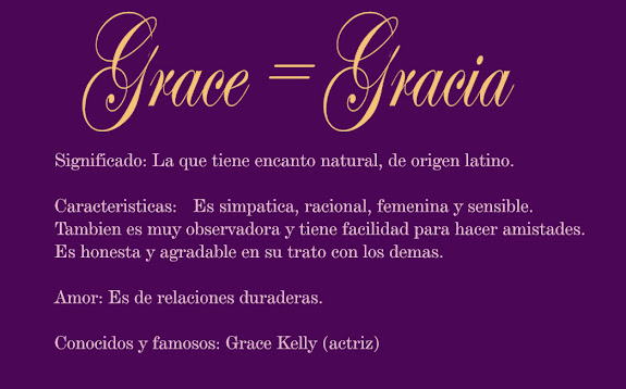 Mi Nombre Grace en español  Gracia
