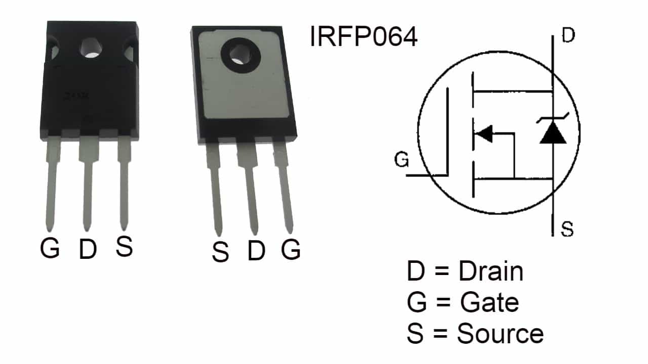 IRFP064 Power Mosfet pinout, Specification, And descriptions.