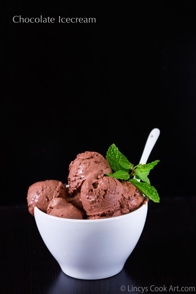 Eggless Nochurn Chocolate Ice cream Lincy's Cook Art