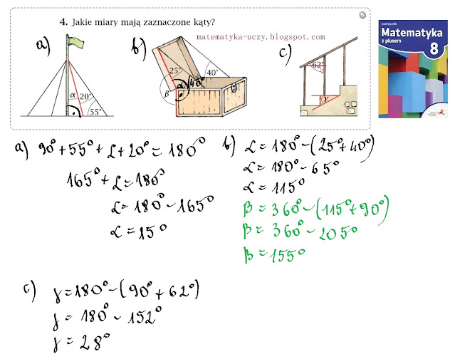 Zad. 3 i 4 str. 75/76 "Matematyka z plusem 8" Trójkąty i czworokąty