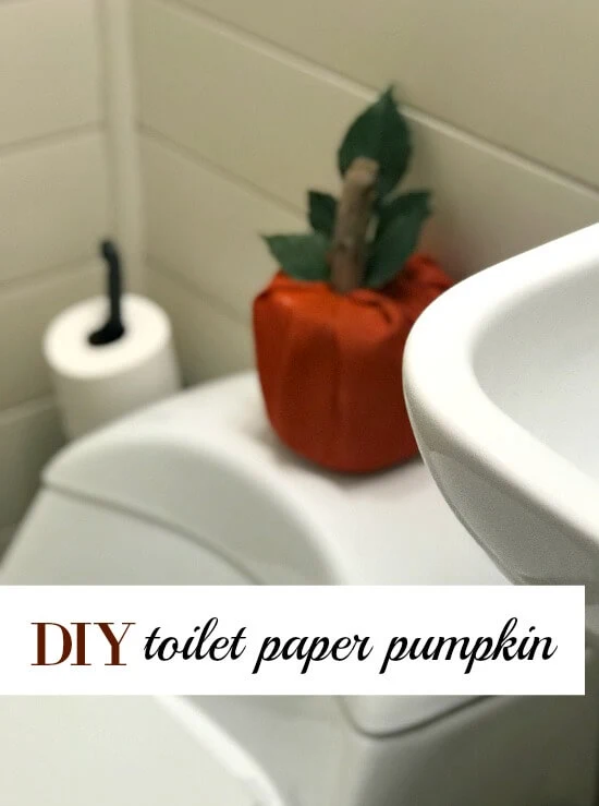 orange burlap pumpkin on toilet pin