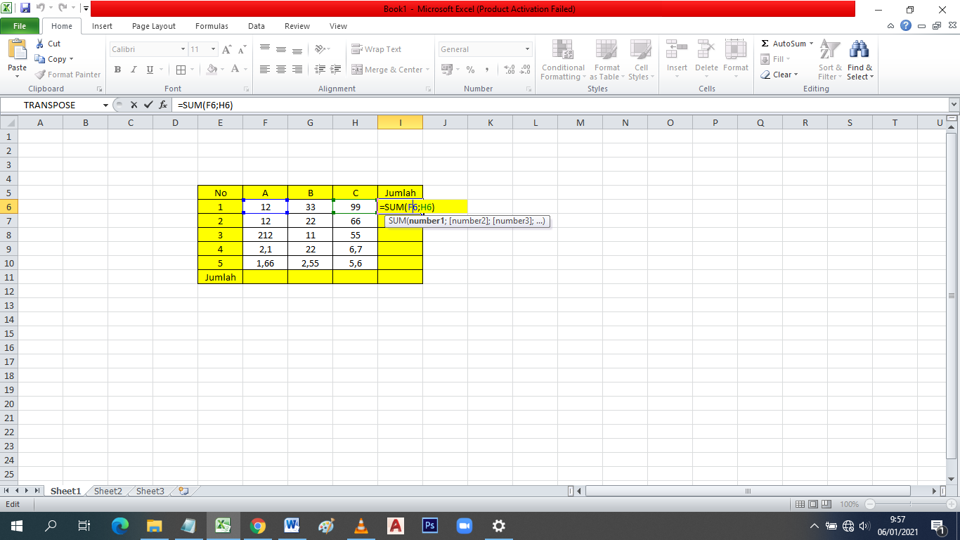 CARA MENJUMLAHKAN DI EXCEL DENGAN SUM