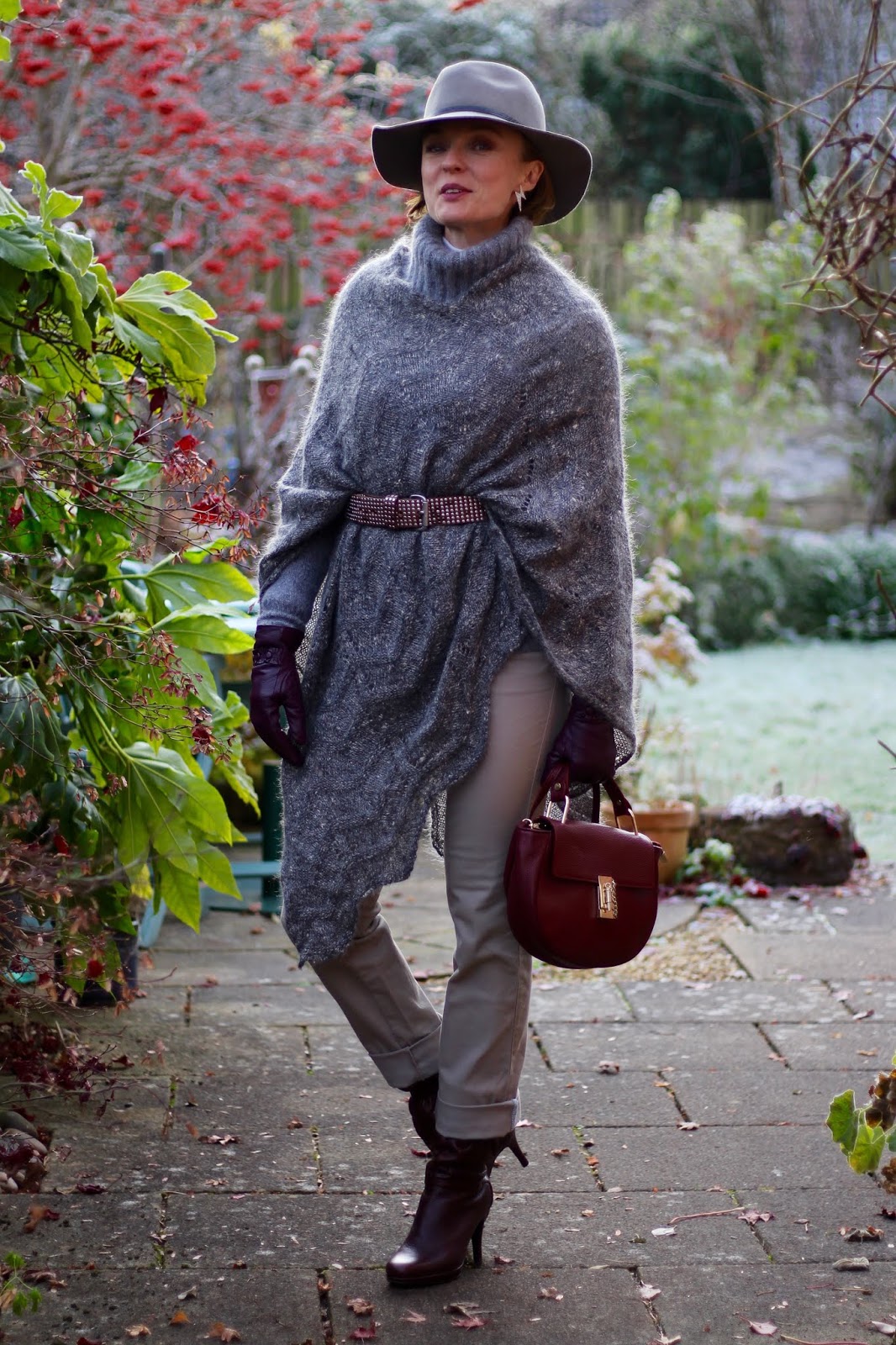 Layered knits | Styling a Poncho and a Hat, over 40 | Fake Fabulous