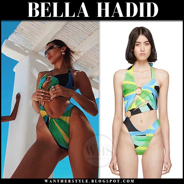 Bella Hadid in green cutout swimsuit on July 27 ~ I want her style